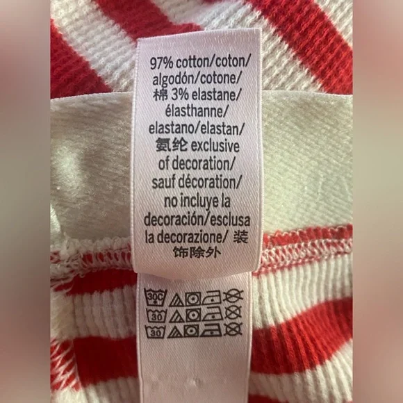 Victoria Secret Long Thermal Pajama Set Red & White Candy Cane Striped - Picture 8 of 9